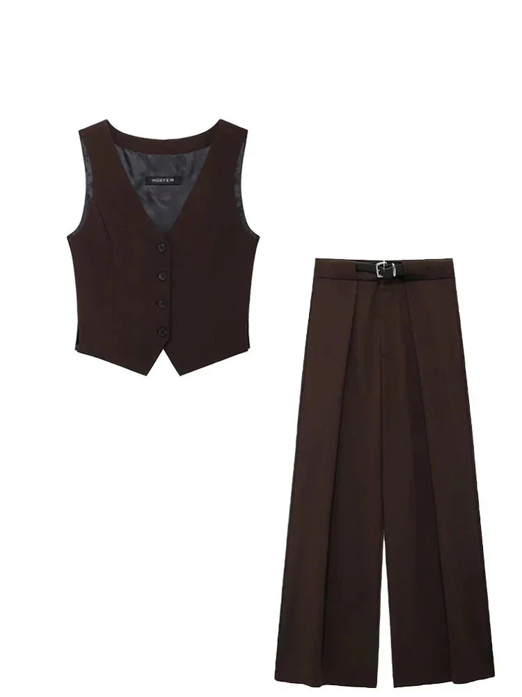 Side Slit Top Pocket Sashes Design Pant Suit