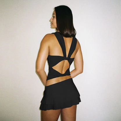 Twisted Hollow Out Backless V Neck Tank Top Women