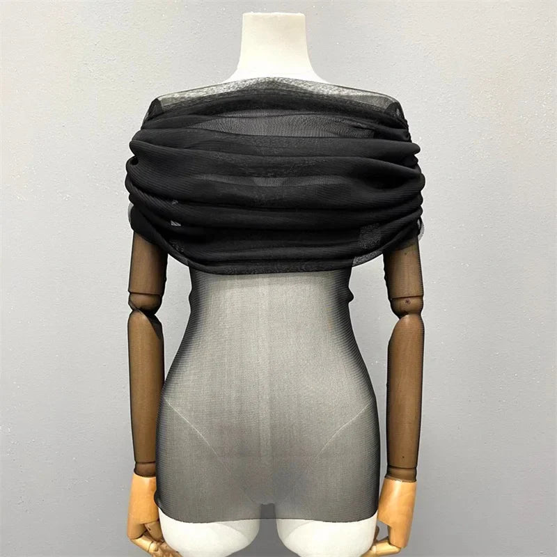 Semi-transparent Mesh Women's Long-sleeved Top