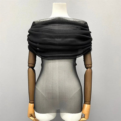 Semi-transparent Mesh Women's Long-sleeved Top