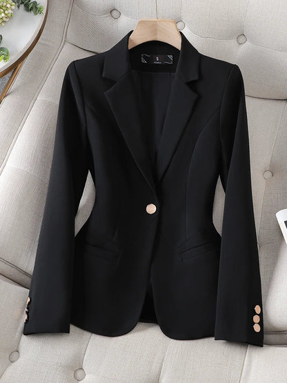 Women Formal Blazer In Solid Beige Coffee Black