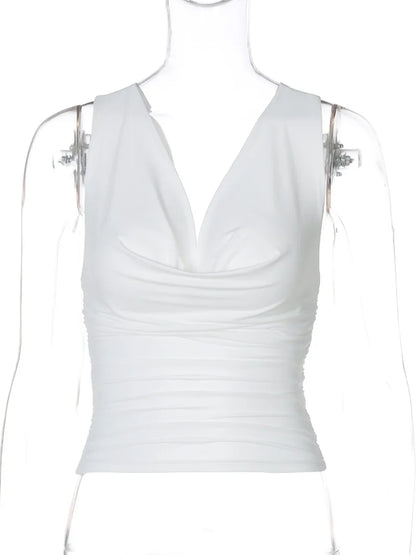 Twisted Hollow Out Backless V Neck Tank Top Women