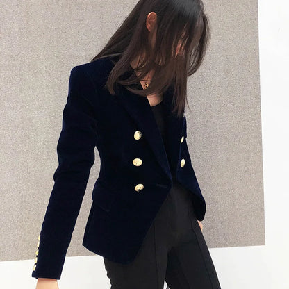Velvet Double Breasted Women Blazer