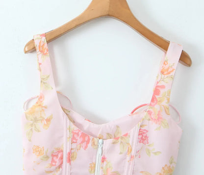 Ribbon Bow Strap Ruffles Hem Top