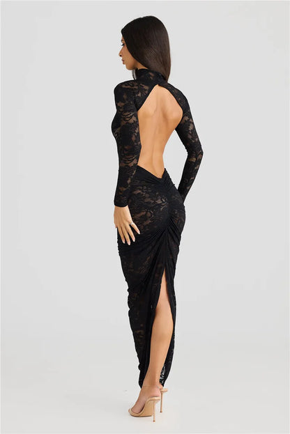 Turtleneck Top And Floral Split Long Skirt Sets