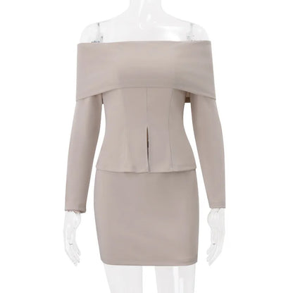 Strapless Long Sleeve Tops Mini Skirt Sets