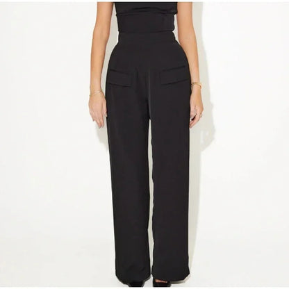 Square Collar Halter Top and Long Pant Suit