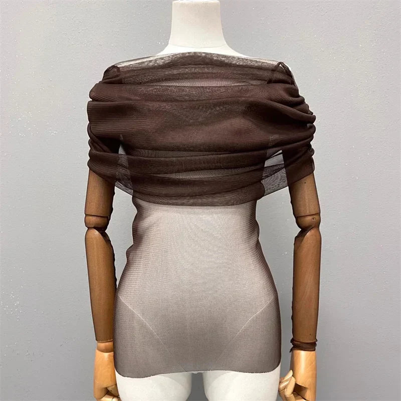 Semi-transparent Mesh Women's Long-sleeved Top