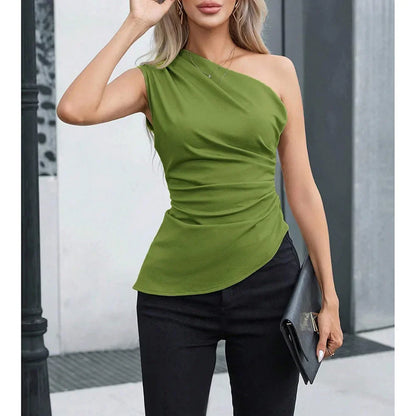 Sleeveless One-Shoulder Skinny Fit Tank Top