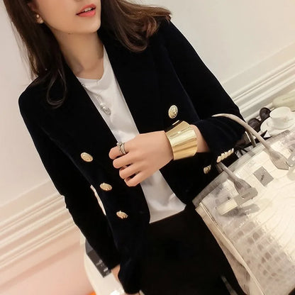 Velvet Double Breasted Women Blazer