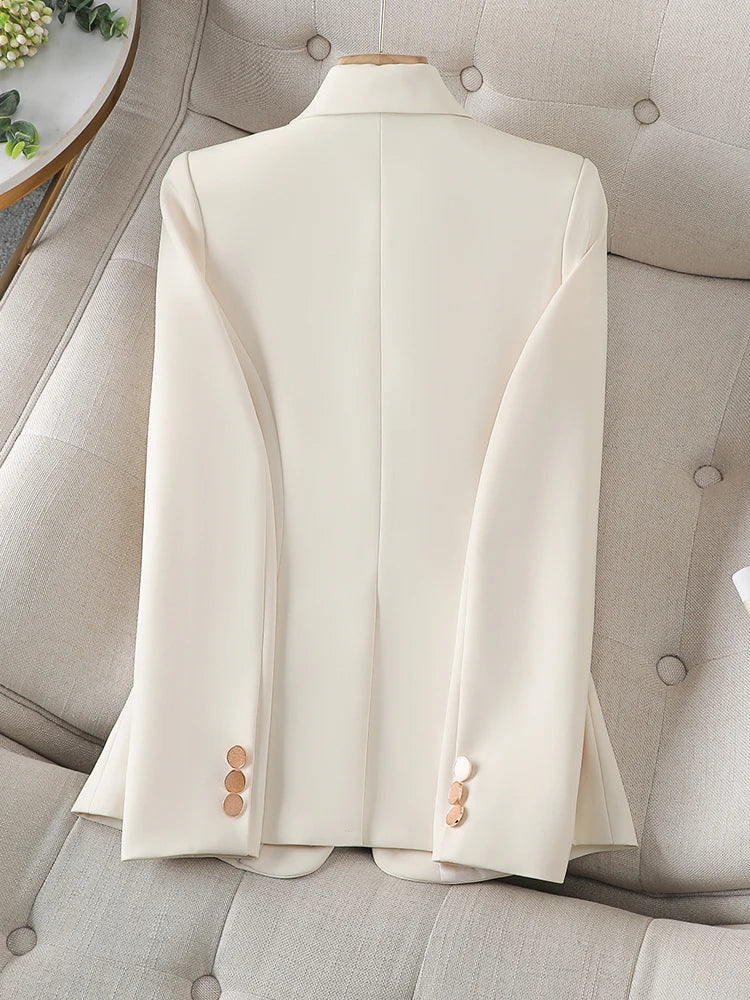Women Formal Blazer In Solid Beige Coffee Black