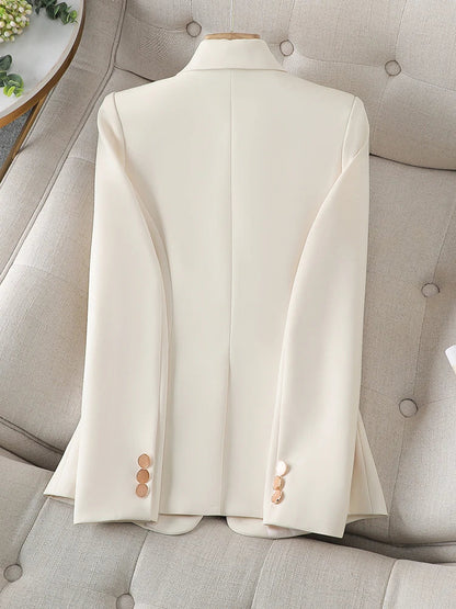 Women Formal Blazer In Solid Beige Coffee Black