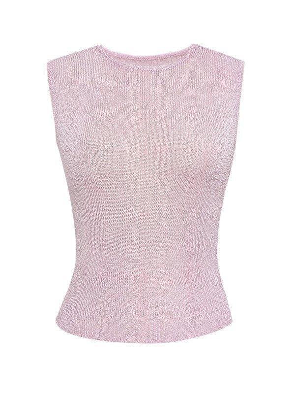 Semi-Sheer Metallic Tank Top
