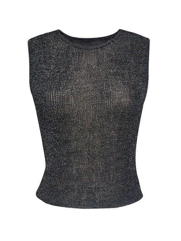 Semi-Sheer Metallic Tank Top