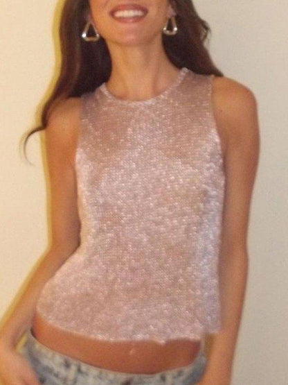 Semi-Sheer Metallic Tank Top