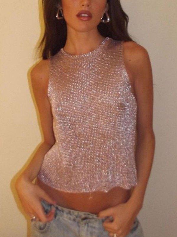 Semi-Sheer Metallic Tank Top