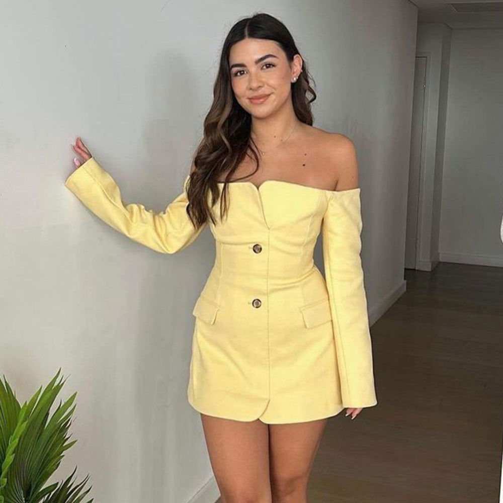 Tube Top Long Sleeve Dress Backless Slim Fit Hip Dress