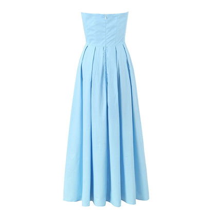 Wear High Grade Boning Corset Tube Top Dress Slim Fit Backless Midi Dress