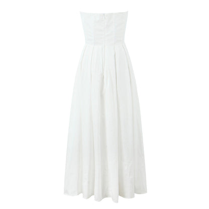 Wear High Grade Boning Corset Tube Top Dress Slim Fit Backless Midi Dress