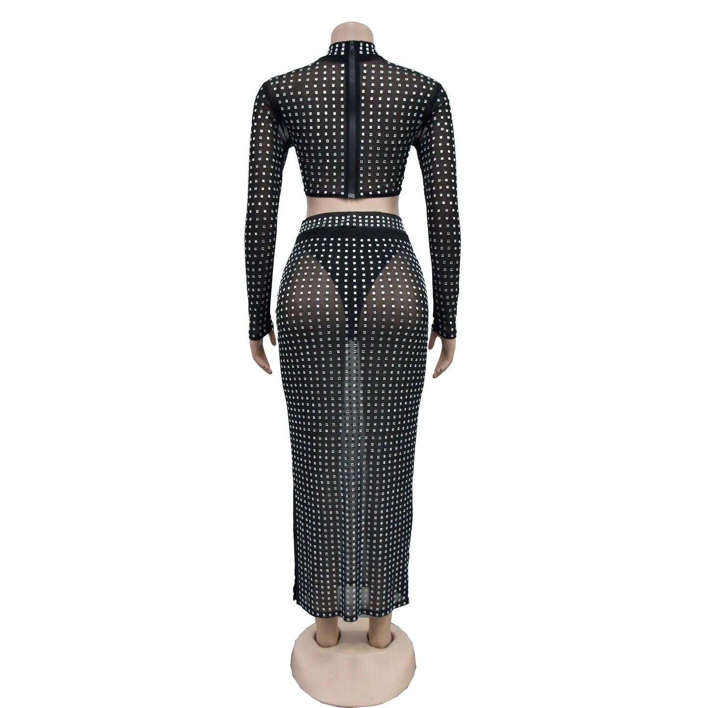 Rhinestone Strapless Top and Long Skirt Set