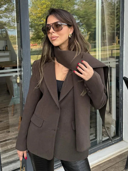 Woolen Blazer Jacket  Loose Long Sleeve Coat