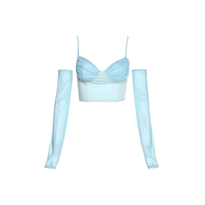Sky Blue Top & Gloves Set