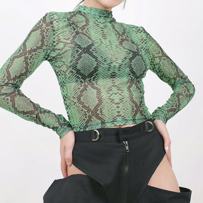 Snakeskin Mesh Top