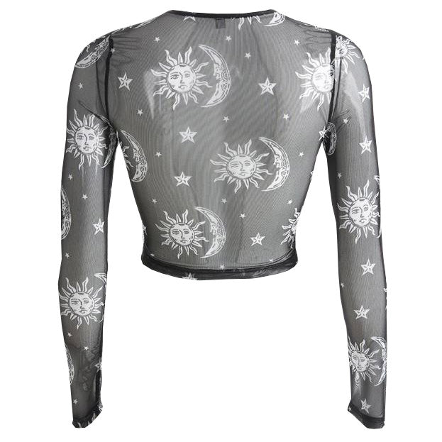Sun and Moon Mesh Top