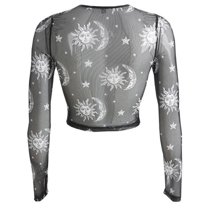 Sun and Moon Mesh Top