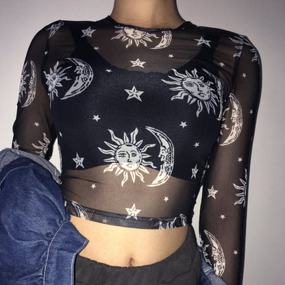 Sun and Moon Mesh Top