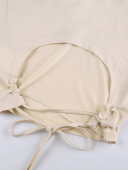Tie Strap Backless Cropped Tank Top
