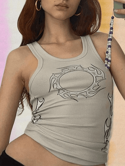 Tribal Flame Cropped Tank Top