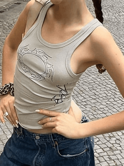 Tribal Flame Cropped Tank Top