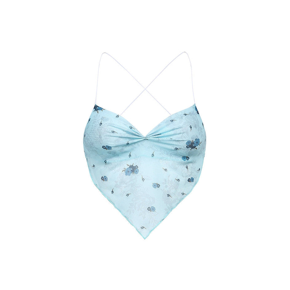 Y2K Blue Scarf Top