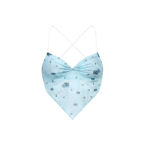 Y2K Blue Scarf Top
