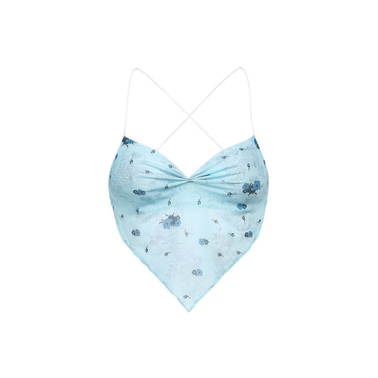 Y2K Blue Scarf Top