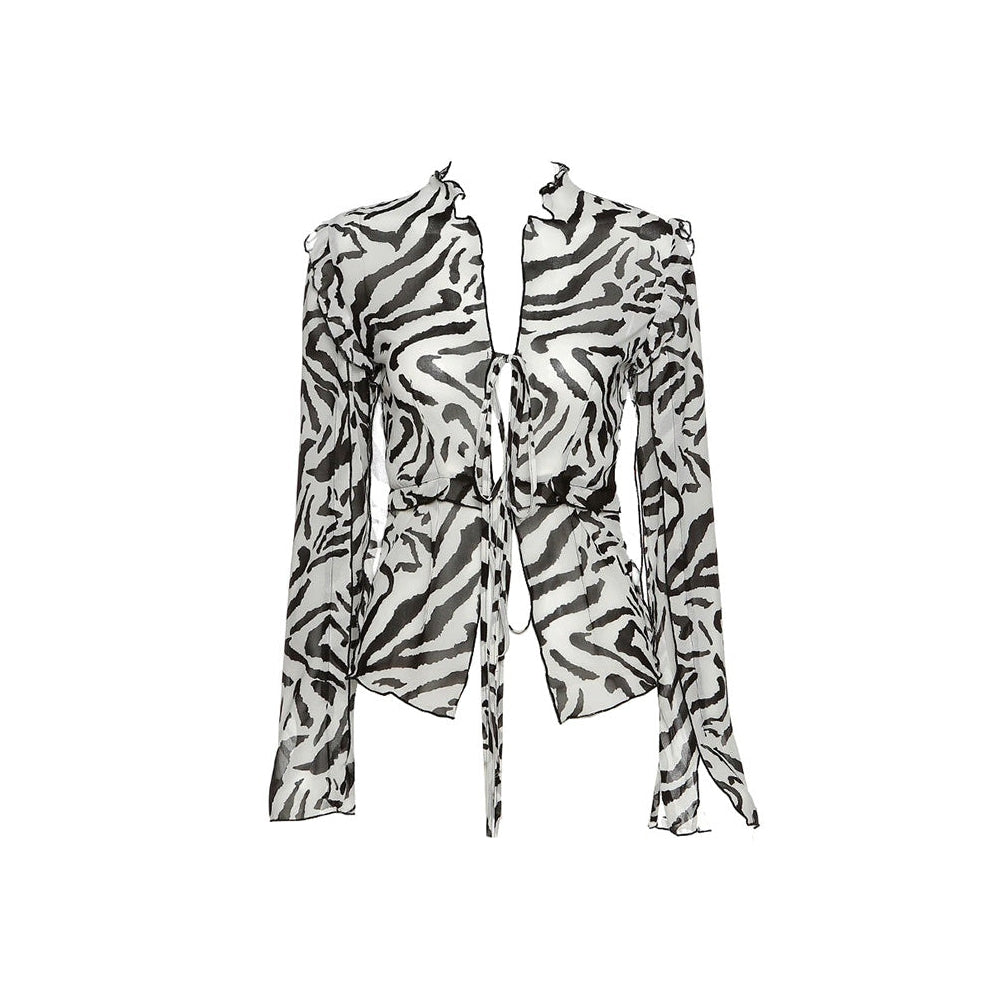 Zebra Print Mesh Top