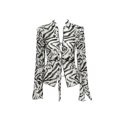 Zebra Print Mesh Top