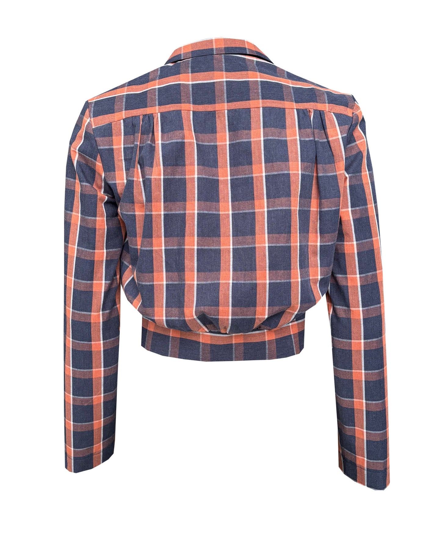 1930s Amelia Blouse - Navy and Orange Plaid