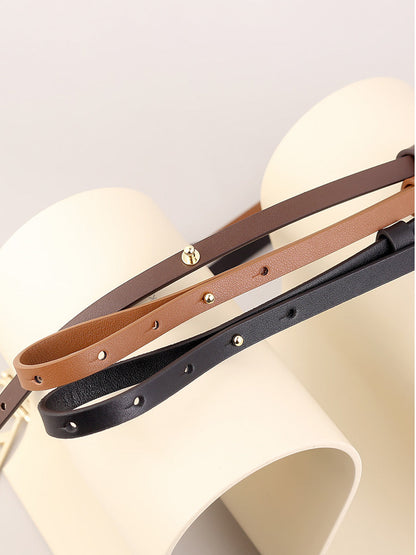 Women's Neutral - Brown Minimalist Leather Geometric Belt MDA0660H5I